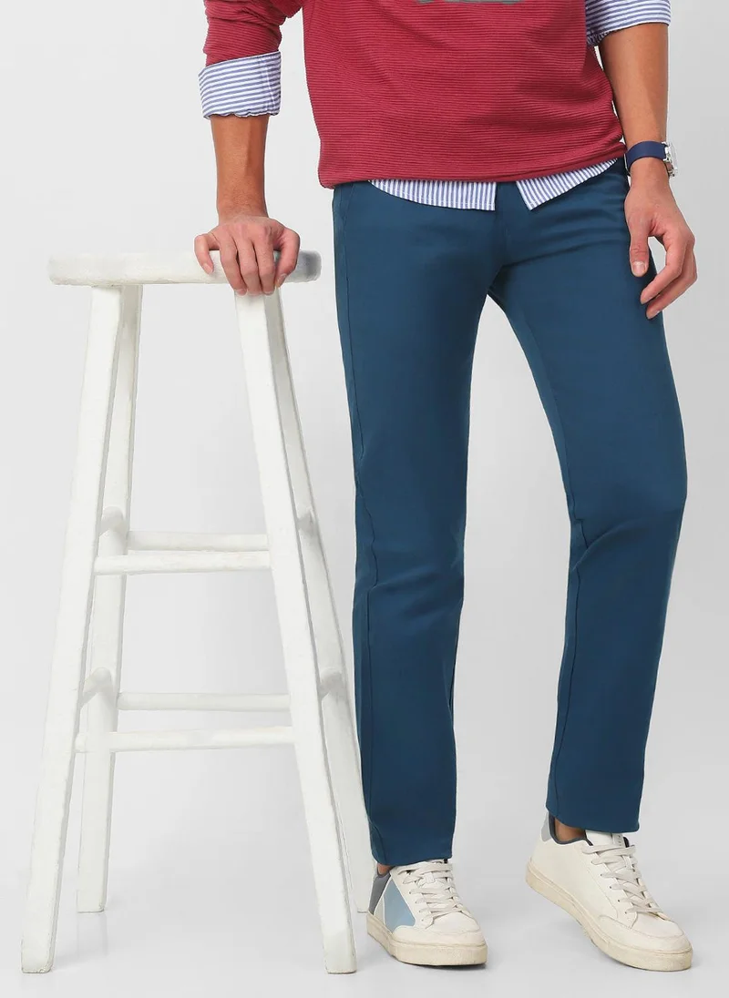 Urbano Fashion Urbano Fashion Men's Royal Blue Cotton Slim Fit Casual Chinos Trousers Stretch
